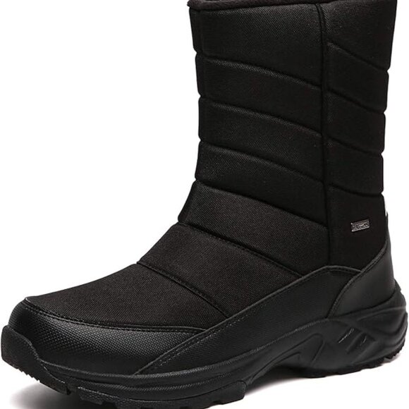 SILENTCARE Men's Winter Mid-Calf Snow Boot Fur Warm Waterproof Slip On Outdoor - Picture 6 of 6